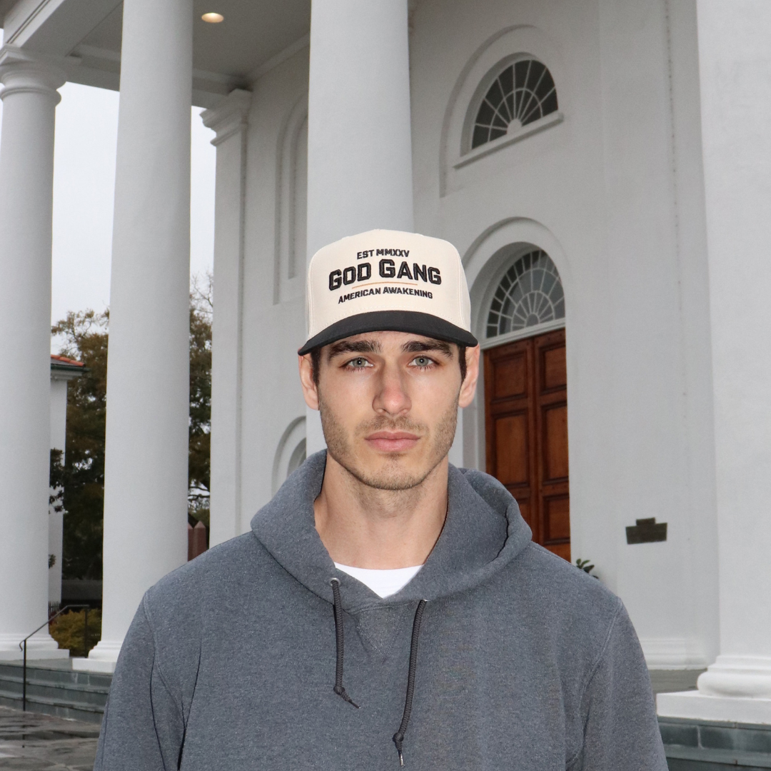 God Gang Daily Bible Verse Hat - Natural/ Black
